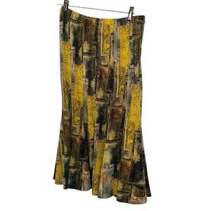 Joseph Ribkoff Gold and Black Trumpet tulip printed Midi Skirt 10